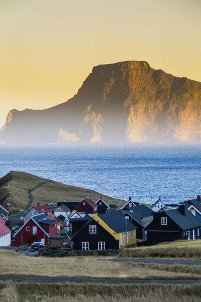 Traditional Houses Gjogv Village Landscape Scenery Faroe Islands — Stock Photo, Image