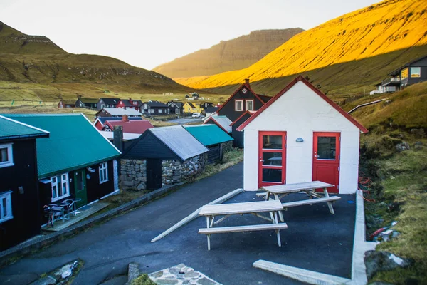 Traditionele Huizen Gjogv Dorp Landschap Faeröer Eilanden — Stockfoto