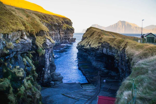 Historical Port Gjgv Village Faroe Islands — Stock Photo, Image