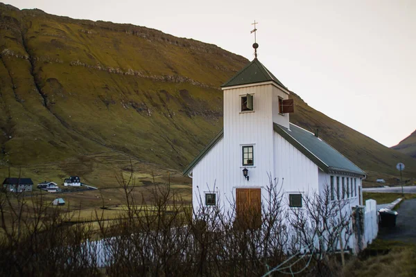 Традиційні Будинки Селі Гойгів Ландшафтні Краєвиди Фарерські Острови — стокове фото