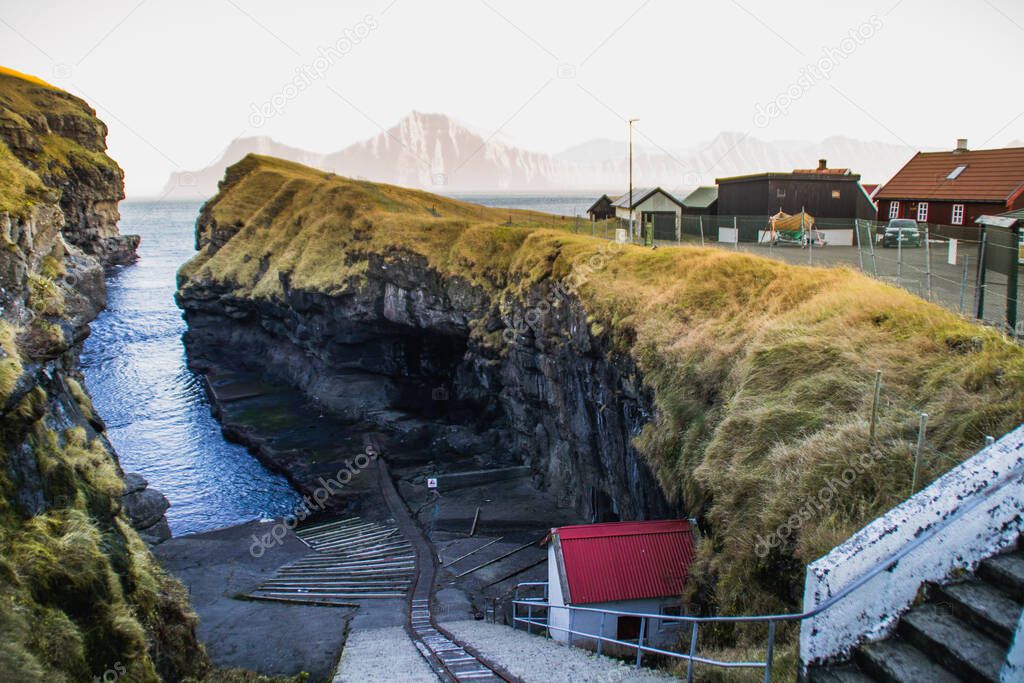 Historical port in Gjgv village, Faroe Islands