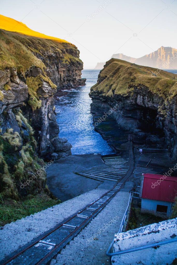 Historical port in Gjgv village, Faroe Islands