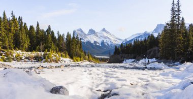 Kanada manzaralı Üç Kız Kardeş Tepesi Canmore, Alberta 'nın dönüm noktası.