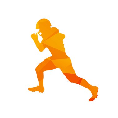 Poligonal Amerikan futbolu oyuncusu siluet, soyut izole