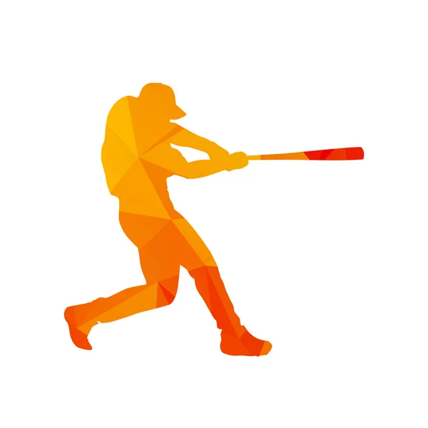 Wielokątne baseball player sylwetka, b streszczenie wektor na białym tle — Wektor stockowy