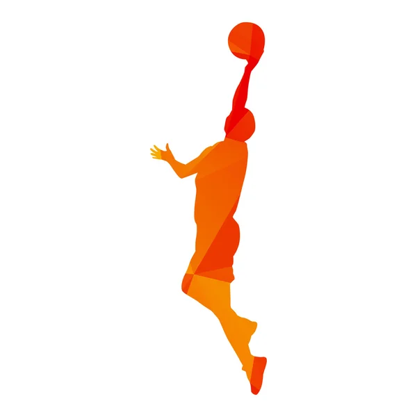 Polygonal basketball player woman, abstract isolated vector silh — Stock Vector