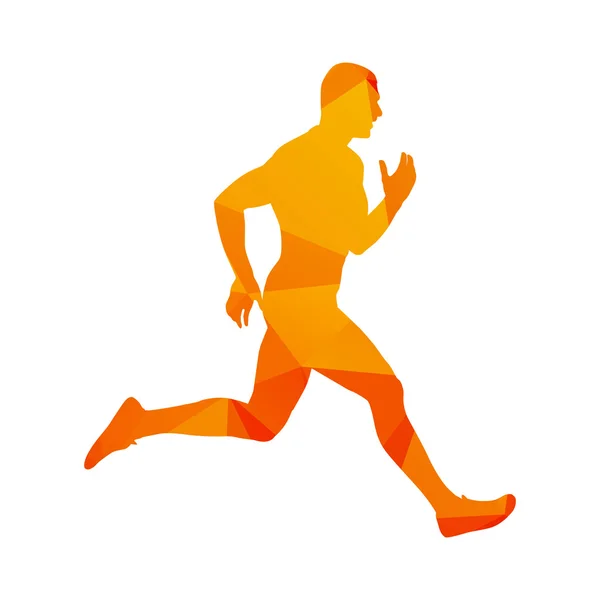 Polygonální běžící muž, abstraktní izolované vektor běžec — Stockový vektor