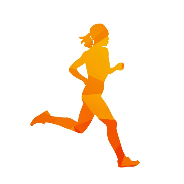 多角形の走っている女性、抽象的な分離ベクトル ランナー — ストックベクタ