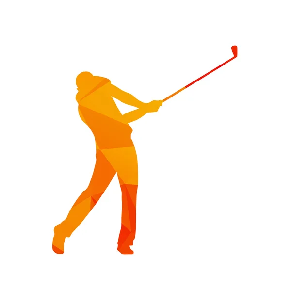 Jugador de golf poligonal, abstracto naranja aislado vector golfista si — Archivo Imágenes Vectoriales