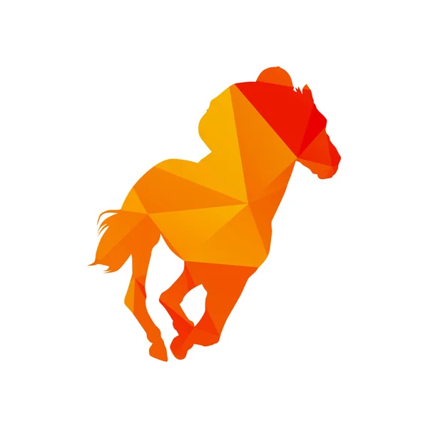 Course de chevaux, silhouette abstraite orange polygonale — Image vectorielle