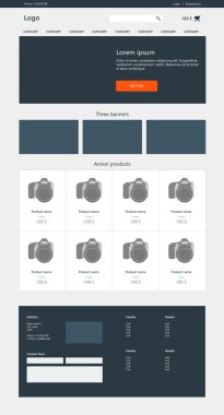 Web sitesi tasarım şablonu. Satır deposu. E-ticaret. Yanıt web