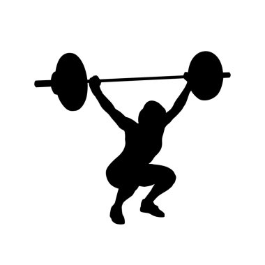 Barbell ile pratik bir kadın. Halter. Vücut geliştirme. VEC