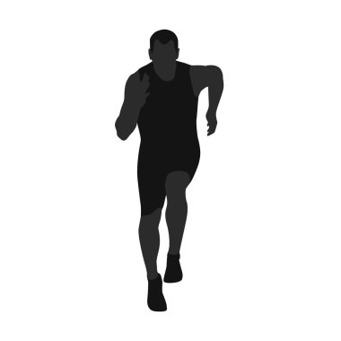 Runner vector siluet. Önden Görünüm. Çalıştır