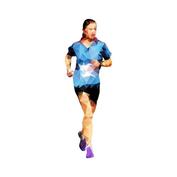 Τρέχει, τρέχει γυναίκα, γεωμετρική διάνυσμα σιλουέτα. Καλοκαιρινό άθλημα. — Διανυσματικό Αρχείο