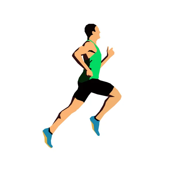 Lopende mens, platte vectorillustratie. Sport man. Abstracte runn — Stockvector