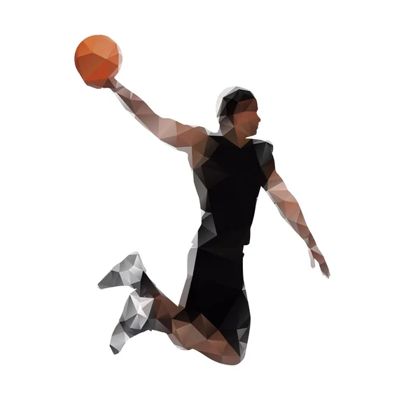 Polygonal basketball player, abstract vector silhouette — Stock Vector