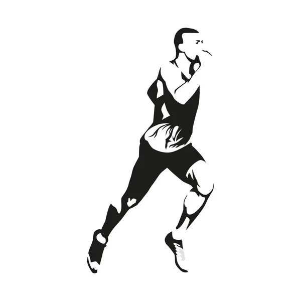 Hombre corriendo, ilustración aislada vectorial. Deporte, atleta, carrera , — Vector de stock