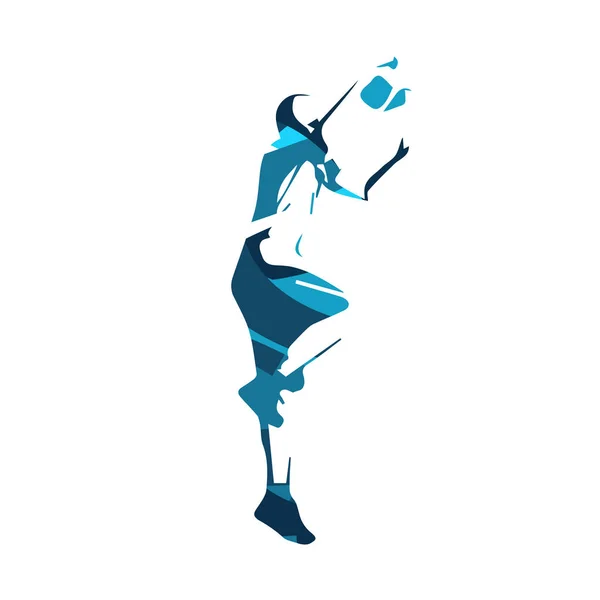 Kosárlabda játékos, kék elszigetelt vektoros illusztráció — Stock Vector