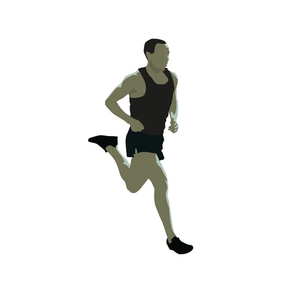 Hombre corriendo, ilustración vectorial plana. Deporte de verano individual — Vector de stock