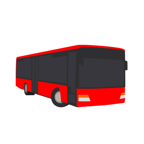 Красный автобус, транспорт, векторная иллюстрация
