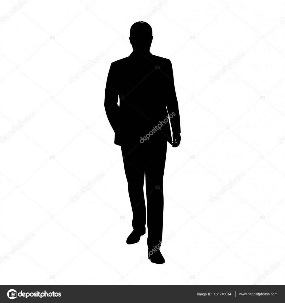 Business Man Walking Forward Vector Silhouette Man In Suit