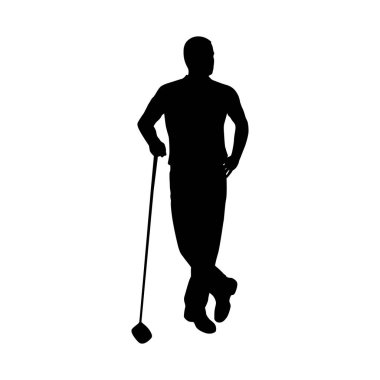 Ayakta golf oyuncu, vektör siluet