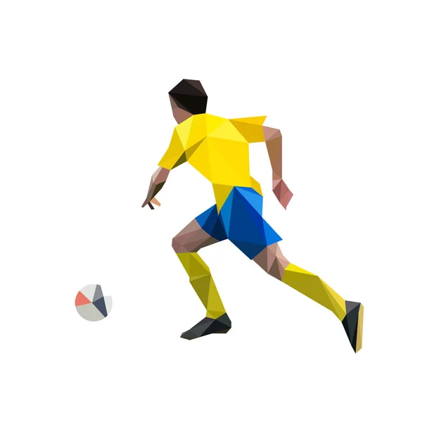 Joueur de football en cours d'exécution, illustration vectorielle polygonale abstraite. F — Image vectorielle