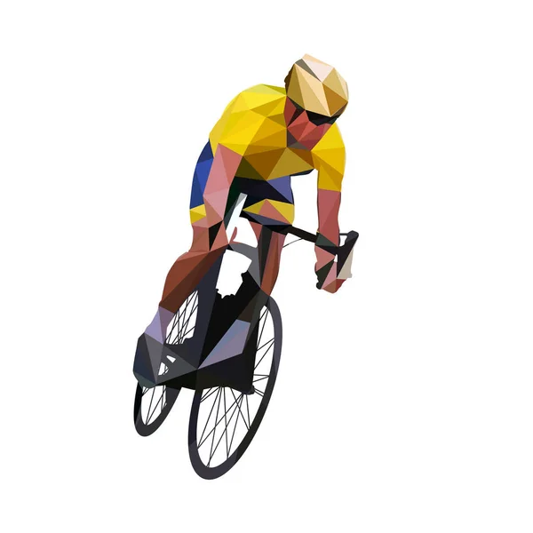 Faire du vélo. Vecteur géométrique abstrait cycliste de route en jers jaunes — Image vectorielle