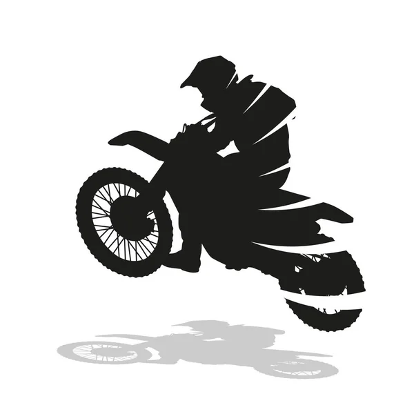 Motocross racing, abstract vector silhouette. Motocross bike jum — Stock Vector
