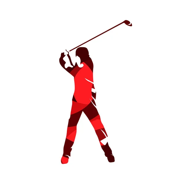 Joueur de golf, silhouette vectorielle rouge abstraite — Image vectorielle