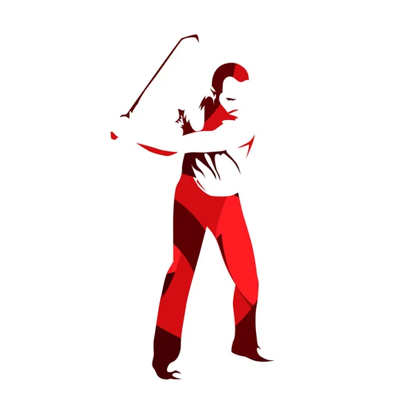 ゴルフ プレーヤー、抽象的な赤いベクトル シルエット — ストックベクタ