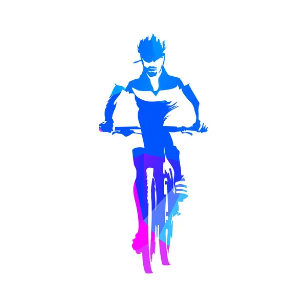 Dağ bisikletçi, soyut geometrik mavi Bisiklet vektör silhoue — Stok Vektör