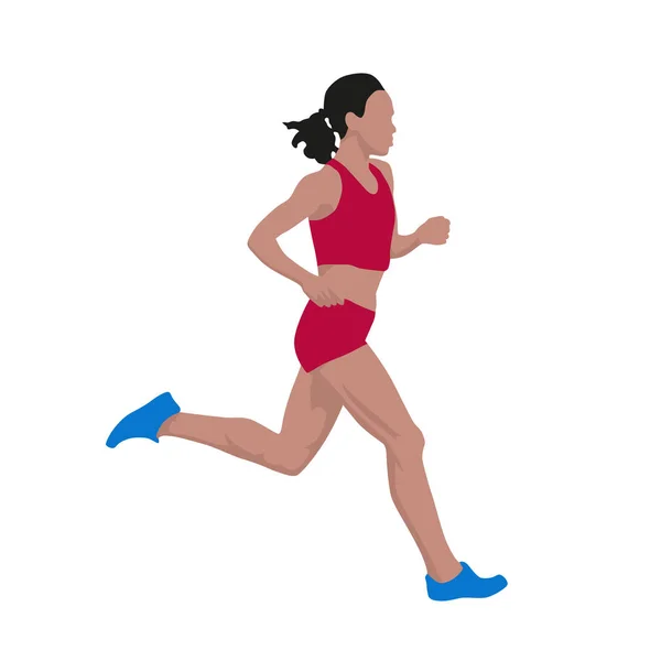 Mujer corriendo, ilustración vectorial, diseño plano — Archivo Imágenes Vectoriales