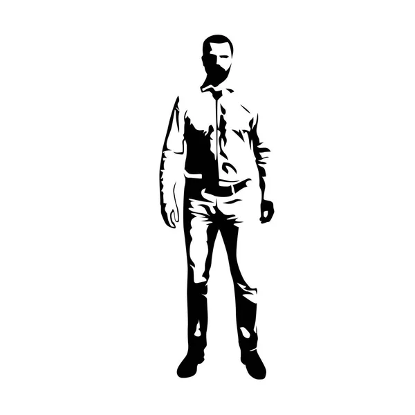 Obchodní muž v košili, stojící muž, abstraktní vektorové siluetu — Stockový vektor