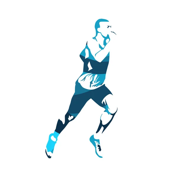Running man, abstracte blauwe vector silhouet — Stockvector