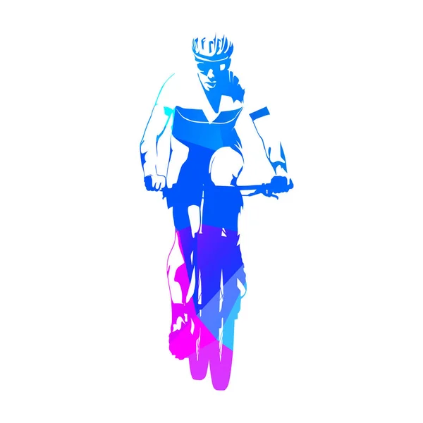 Soyut Mountainbiker, Bisiklete binme, geometrik vektör siluet — Stok Vektör