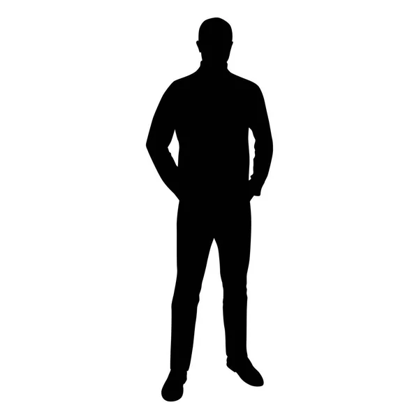 Muž stojící svetr a džíny má ruce v kapsách, vektorové — Stockový vektor