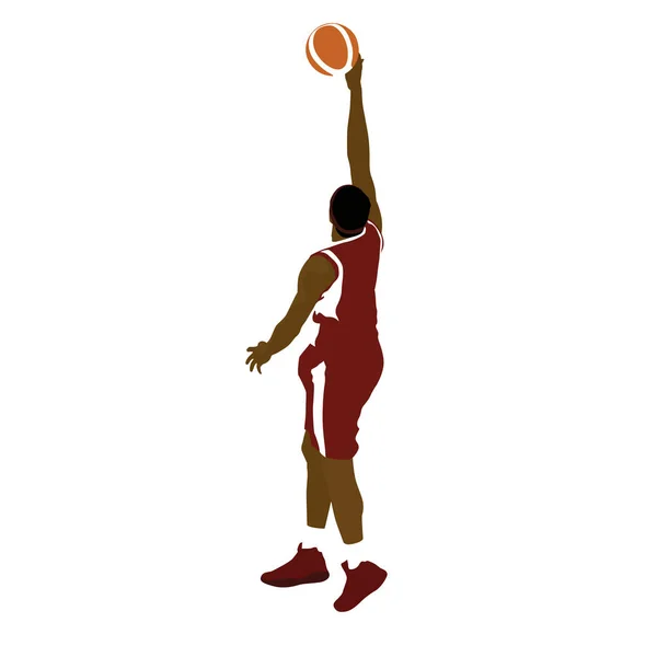 Basketball player with ball, finger roll shot. Abstract vector s — Stock Vector