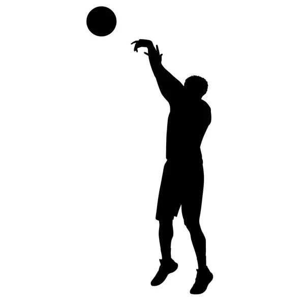 Shooting basketball player, vector silhouette — Stock Vector