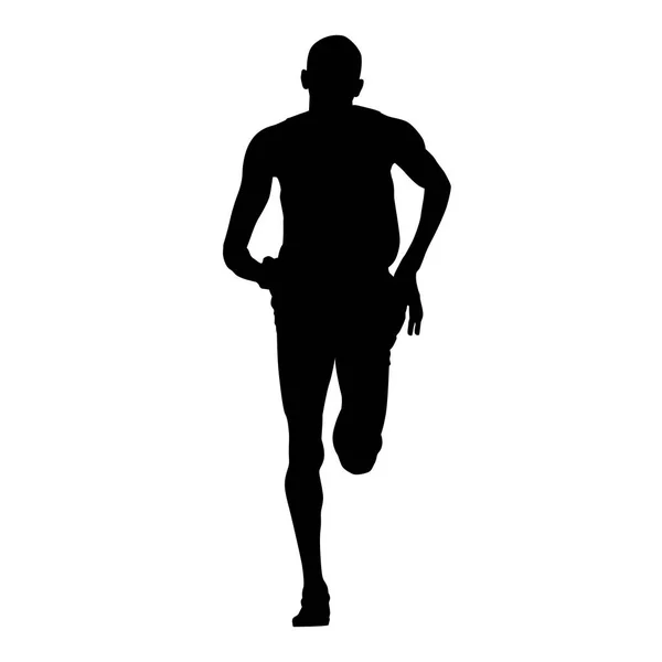 Marathon vectoriel coureur, silhouette vectorielle athlète mince, avant vi — Image vectorielle