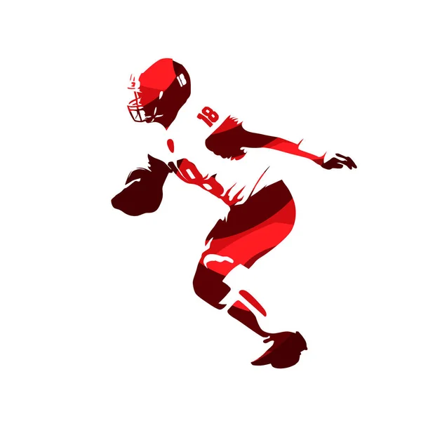 American footbal player, abstract red vector silhouette — Stock Vector