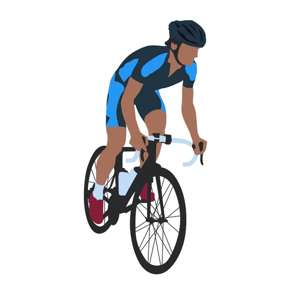 Ciclista de carretera en jersey azul, ilustración vectorial aislada — Vector de stock