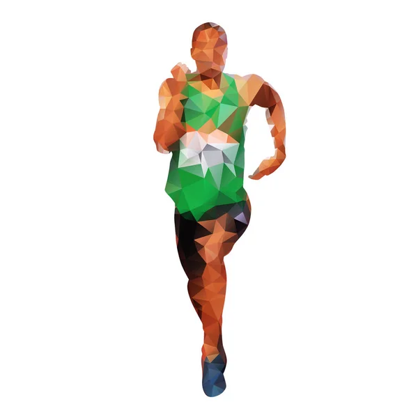 Abstrakter laufender Mann, Vektorsilhouette. Polygonaler Athlet — Stockvektor