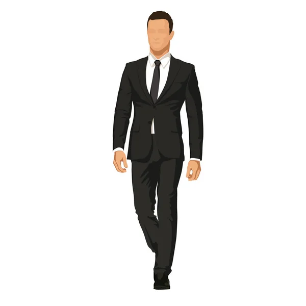 El hombre de negocios con traje oscuro sigue adelante. Modelo guapo, abstracto — Vector de stock