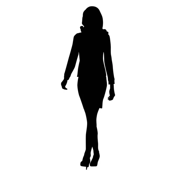 Mujer de negocios caminando, silueta vectorial — Vector de stock