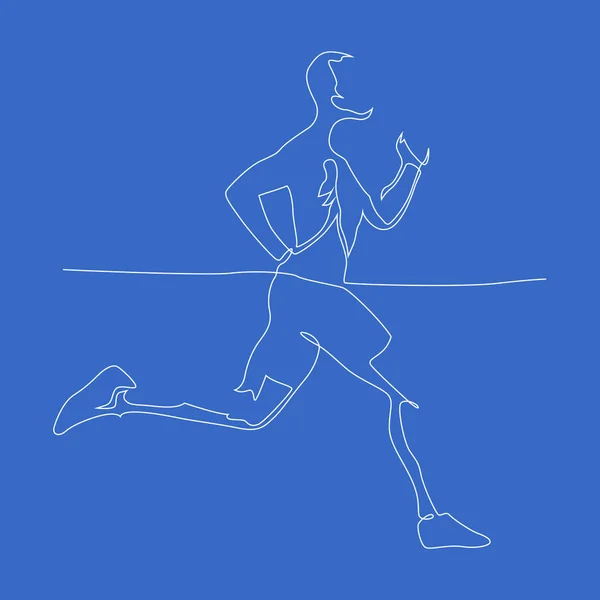 Running man, vector continuous line art runner — Stock Vector