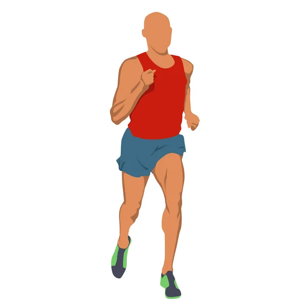 Hombre corriendo en jersey rojo, carácter de diseño plano, vecto abstracto — Vector de stock