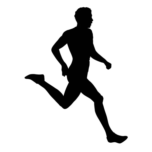 Runner, vector isolated silhouette. Side view — Stock Vector