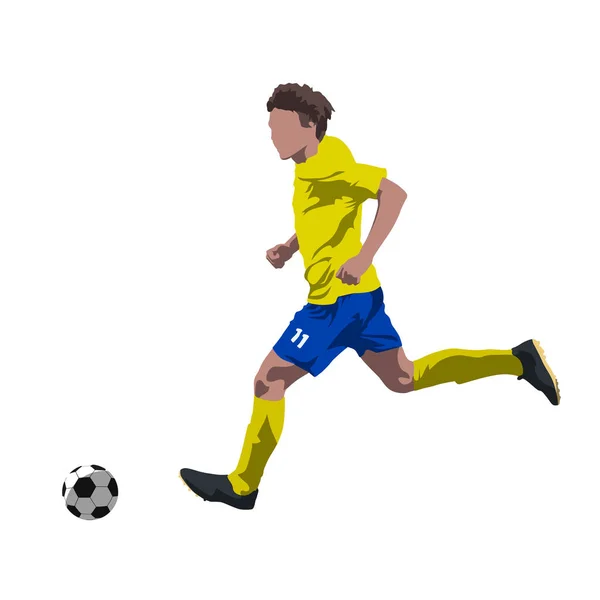 Jugador de fútbol corriendo con pelota, abstraer ilustración vectorial. Su — Vector de stock
