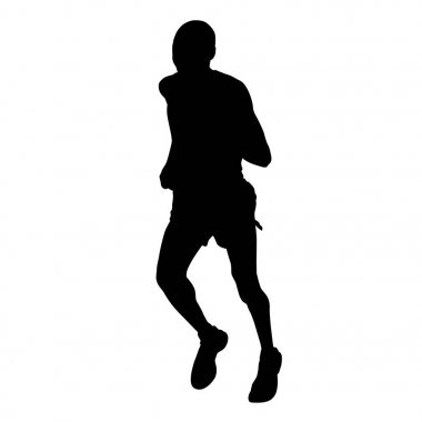 Çalışan adam vektör izole siluet. Maraton